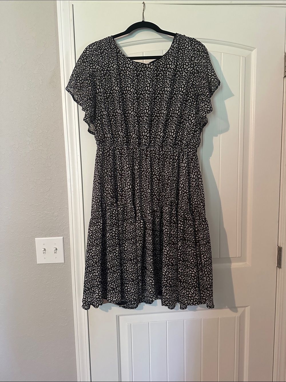 Black and White Floral Tiered Summer Dress